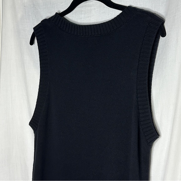 ASOS Monki Robin cotton knitted v neck sleeveless black mini dress - Picture 9 of 17